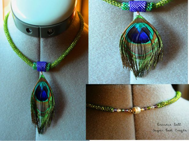 Peyote Stitch Peacock Necklace