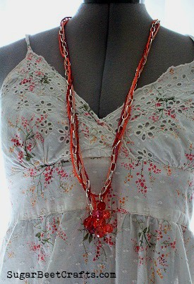 Coral and Chain Bead Necklace