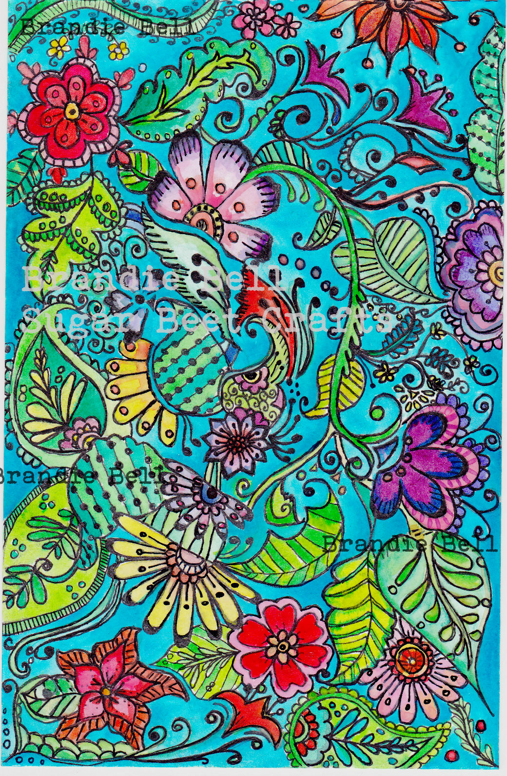 I drew the image first with pencil, then water color then outlined in black marker