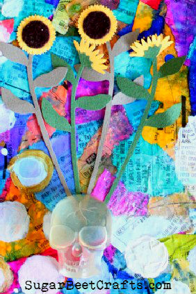 Recycled Beauty Art Page on Cereal Box by Brandie Bell