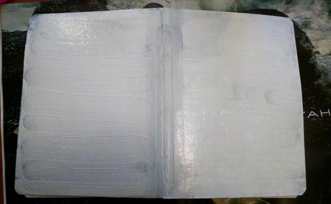 Cover the entire front and back cover with Gesso and Let dry.